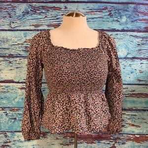 Old Navy Floral Shirred Long Sleeved Blouse